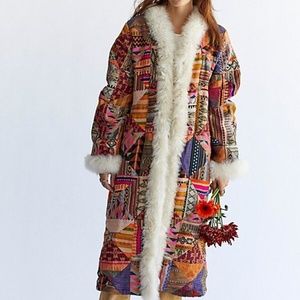 Free People Caravan Technicolor Patchwork Dream Coat Sz L